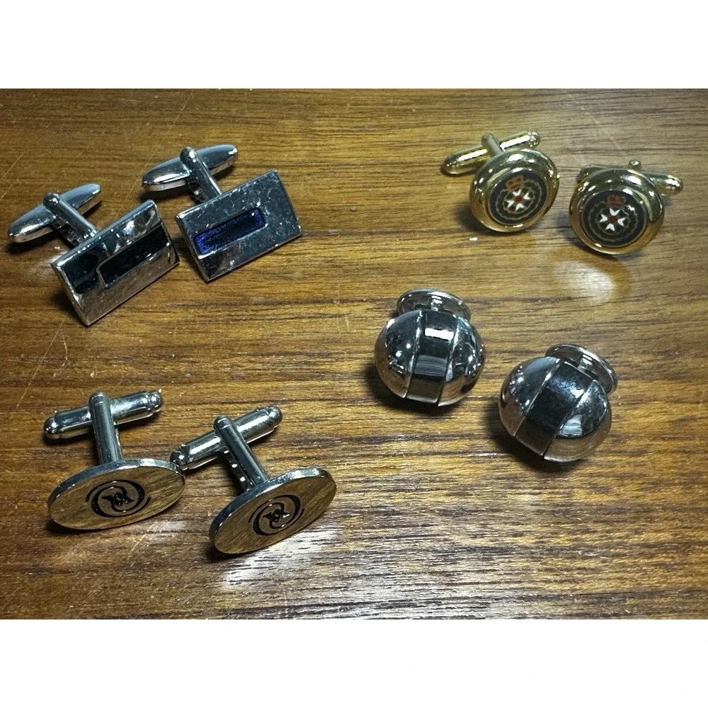 Lot of 4 Pairs Vintage Men's Cufflinks – Mixed Styles